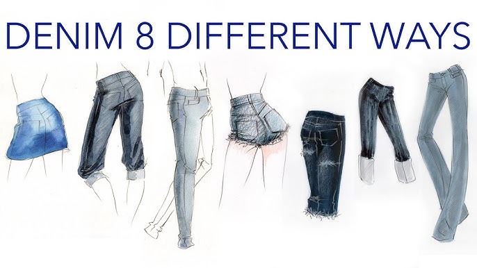 How to draw jeans clothing, fashion drawing techniques