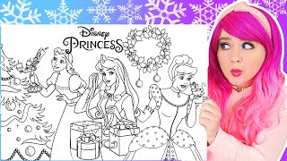 Coloring Disney Princess Christmas Coloring Pages | Belle, Cinderella & Sleeping Beauty | Pencils
