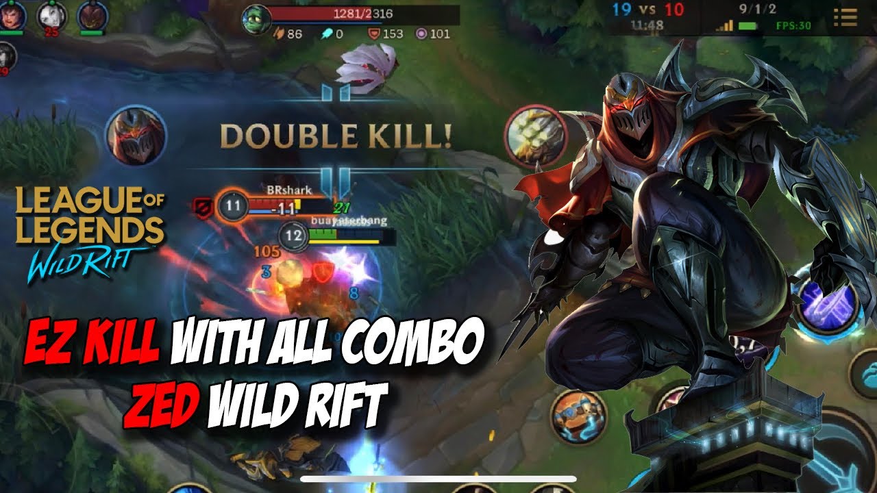 ALL COMBO ZED WILD RIFT GAMEPLAY GET EZ KILL ? YouTube