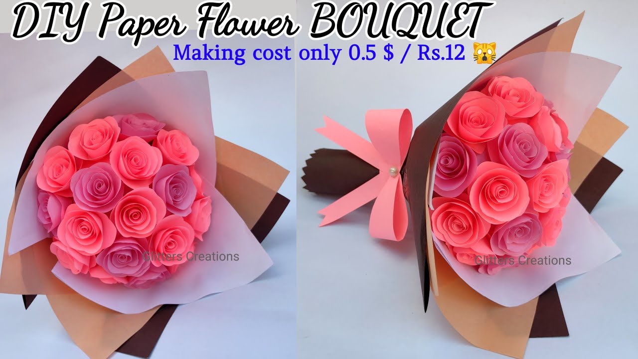 DIY Paper Flower BOUQUET/Birthday Gift Ideas/diy paper bouquet