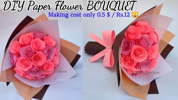 ramo de flores con papel fácil y rápido / DIY Paper Flower Bouquet / Make a  Flower Bouquet in Homema 