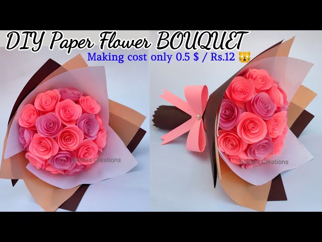Diy Paper Flower Bouquet/Birthday Gift Ideas/Diy Paper Bouquet - Youtube