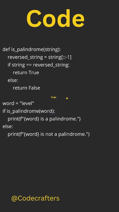 Python tutorial : How to Check if a String is a Palindrome #python, # ...