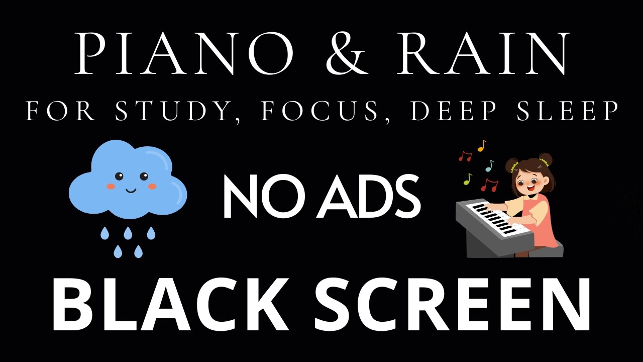 Расслабляющая фортепианная музыка и звуки дождя. Прямая трансляция без рекламы | Черный экран