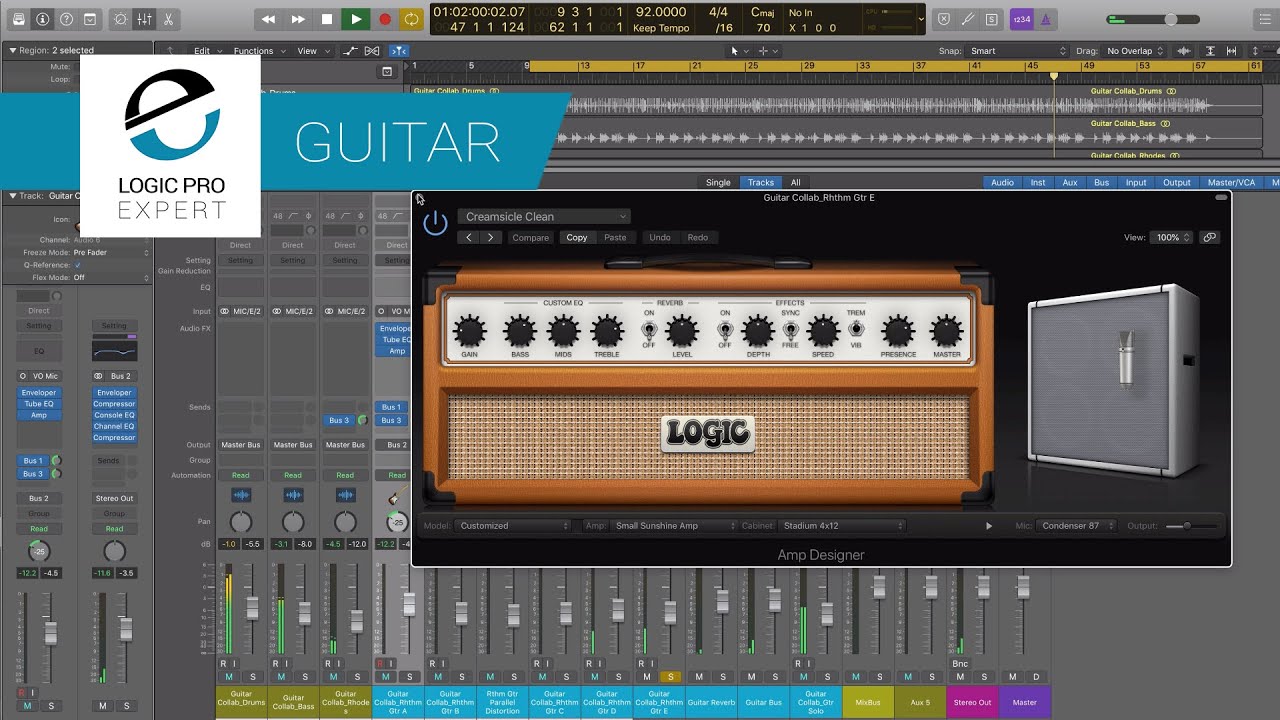 The same guitar tracks two different mixes both using logic pro x
