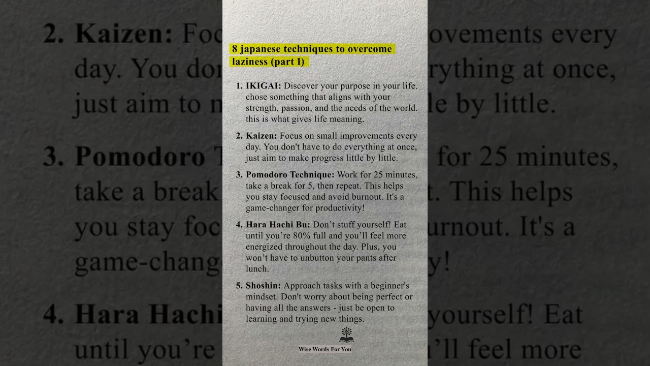 Japanese Secrets to Beat Laziness 