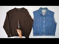 니트와 청조끼를 리폼해서 쟈켓을 만든다고? | Making a jacket with a knit and a blue vest? | 니트리폼 | knit Reform