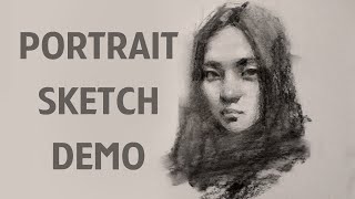 Portrait Sketch Demo in Charcoal