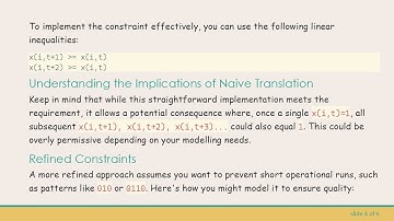 How to Implement a Constraint Based on Previous Variable