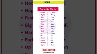 Learn English Opposite Words | Basic Antonyms Vocabulary for Beginners