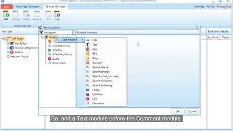 Instagram Auto follow Unfollow Like Unlike software Bulk ,How to create Task?