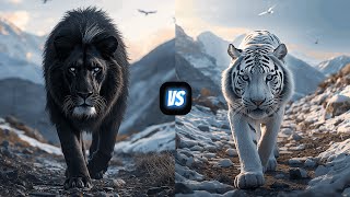 Black Lion vs White Tiger vs White Animals - Battle in the Himalayan Mountains! ❄️🏔️