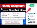 🔥Capgemini Hiring Started | Tower Research, Airbus | Direct Test Hiring 2025 | 2025 Batch hiring Off