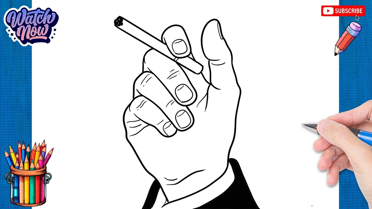 How to draw Hand Holding Cigarette - Hand Holding Cigarette Drawing Ideas