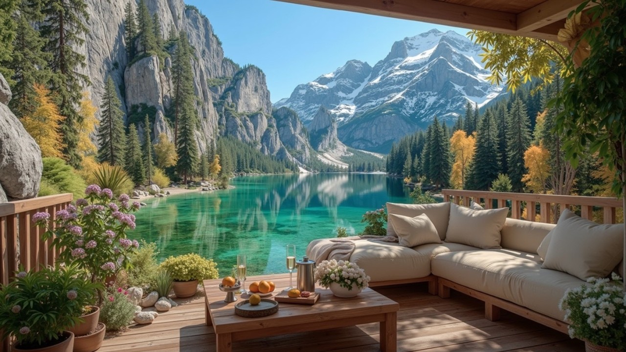 Спокойная атмосфера для расслабляющего утра на уютной веранде и джазовая музыка ~