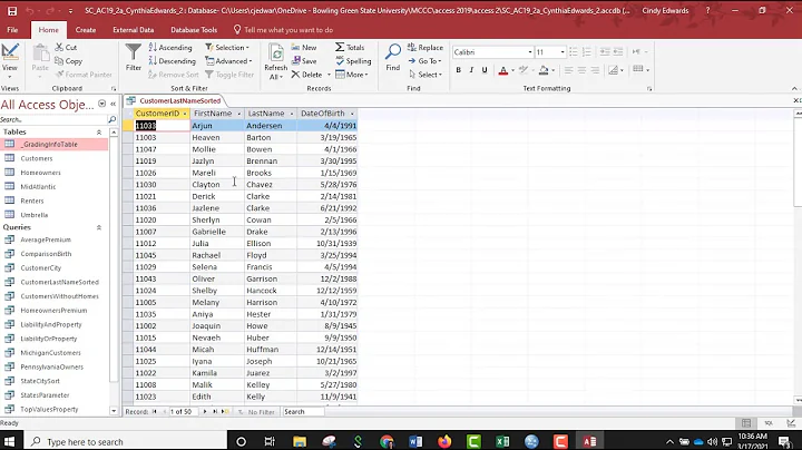 Access 2019 Cengage/SAM Module 2 Project A