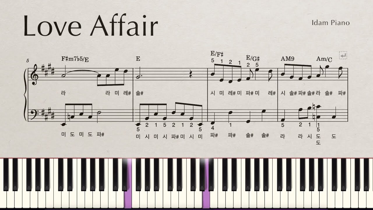 [계이름+손번호] Love Affair | Ennio Morricone 엔니오 모리꼬네 | piano cover | Sheet Music