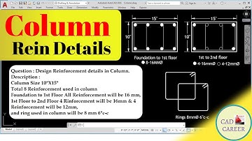 Column Reinforcement Details in Autocad | Structure Design Question  Answer -Exercise #1| CAD CAREER