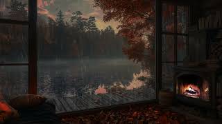 Cozy Rain & Fire Sounds For Stress Relief  Serene Fireplace And Rainfall Ambience