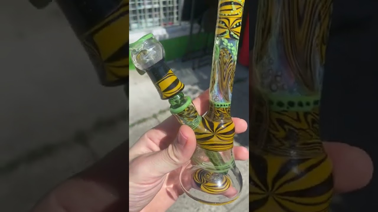 14mm black n yellow Mini milker made in USA by a Gnosy Glass