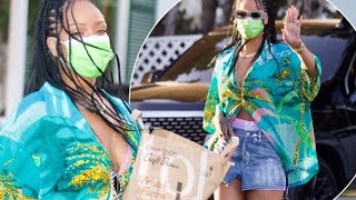 Rihanna drips in gold and struts in high heels to pick up groceries from the store