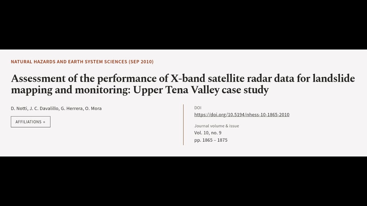 Assessment of the performance of X-band satellite radar data for landslide mapping an... | RTCL.TV