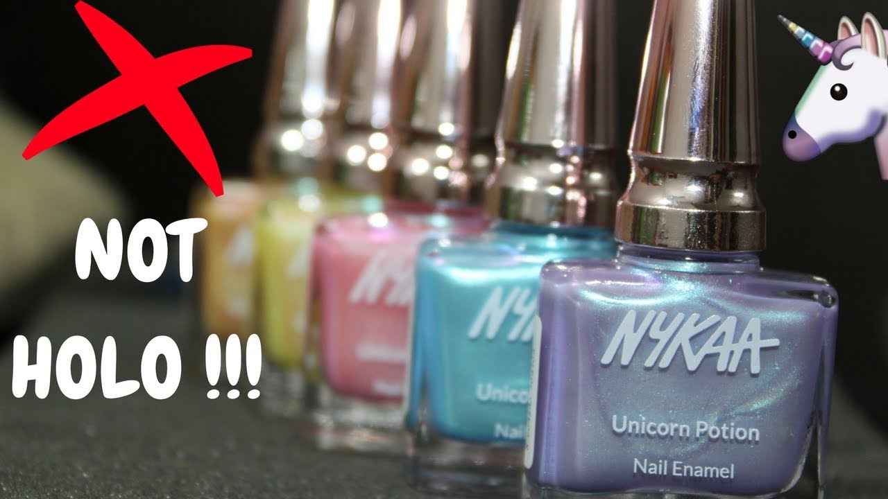 *NEW* NYKAA UNICORN POTION NAIL POLISHES REVIEW + SWATCHES |Enaildiaries - YouTube