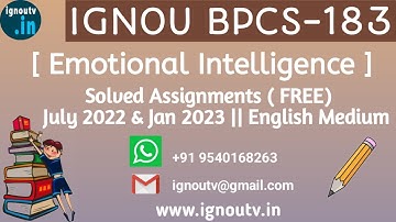 IGNOU BPCS-183 Solved Assignment July 2022 & Jan 2023 [FREE] || IGNOU BAG || IGNOU TV || IGNOU ||