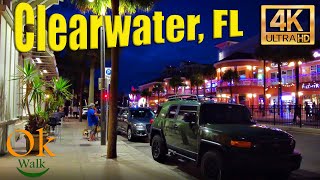 [4k] Sunset Walking tour on Clearwater Beach Florida in summer 2022
