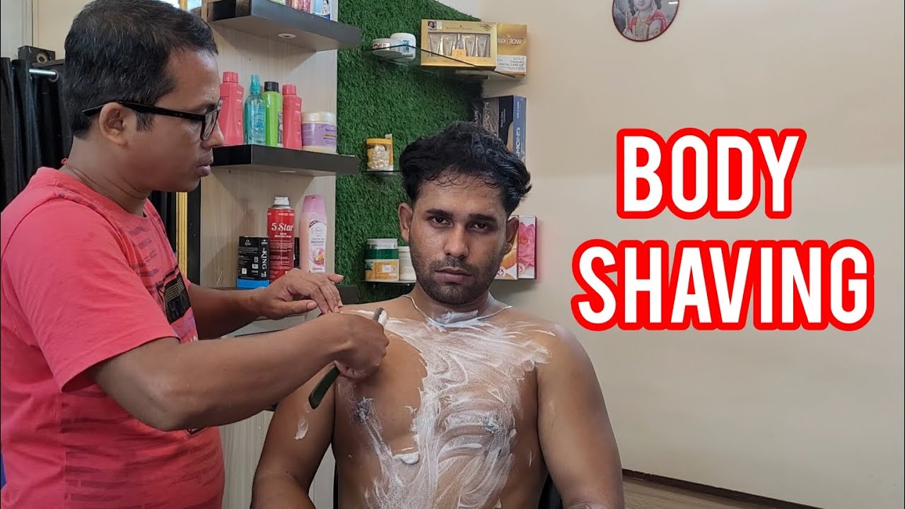 Body Shaving | Body Hair Remove with Rezar | Boby Shaving by krishna barber 🪒💈