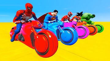 SIÊU NHÂN NHỆN VÀ SIÊU ANH HÙNG VỚI XE MÁY ! THỬ THÁCH CHẠY XE MÁY TRÊN ĐƯỜNG DỐC VỚI SPIDERMAN