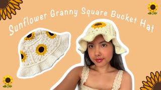 *BEGINNERFRIENDLY* Sunflower Granny Square Bucket Hat | Crochet Tutorial