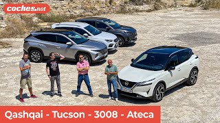 Comparativa SUV Gasolina: Qashqai-Tucson-3008-Ateca | Prueba / Test / Review en español | coches.net thumbnail