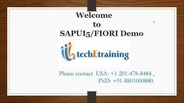 Tech E Training ::UI5/SAP Fiori Demo Session