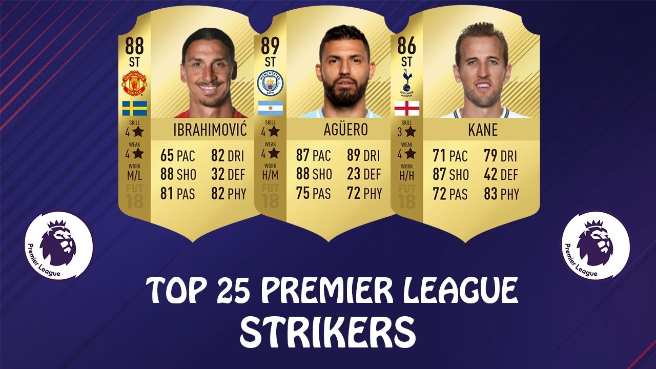 FIFA 18 TOP 25 EPL/BPL STRIKERS | ST, CF | w/ Aguero, Ibrahimovic & Kane