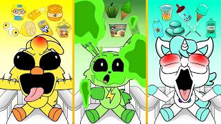 Kickin Chicken x Hoppy Hopscotch x Craftycorn ASMR MUKBANG Yellow Food x Green food EATING SOUND