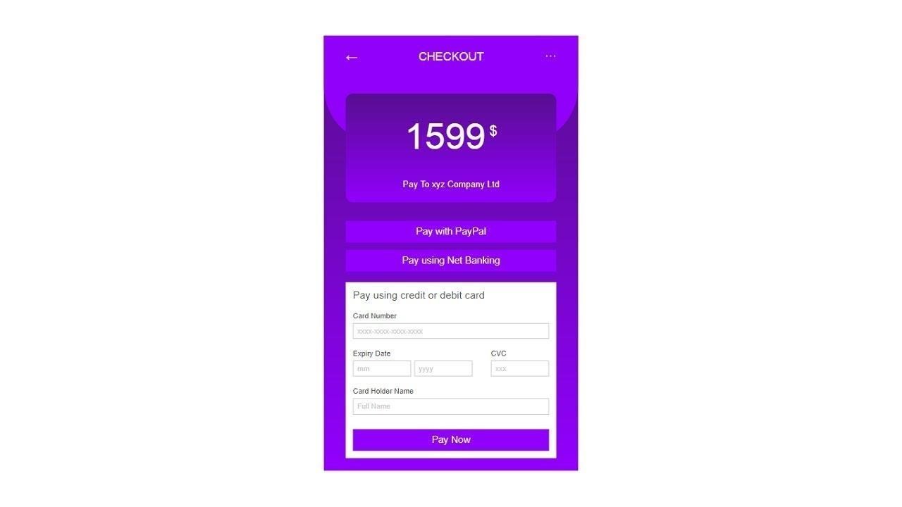 How To Make Online Payment UI Design Using HTML And CSS | HTML CSS ...