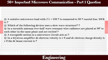 MCQ Questions Microwave Communication - Part 1 with Answers