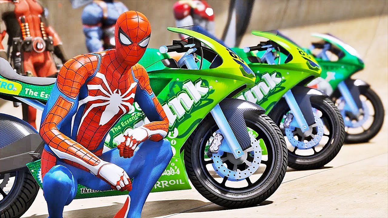 MOTOS Esportivas com HOMEM ARANHA e SUPER HERÓIS no Desafio na