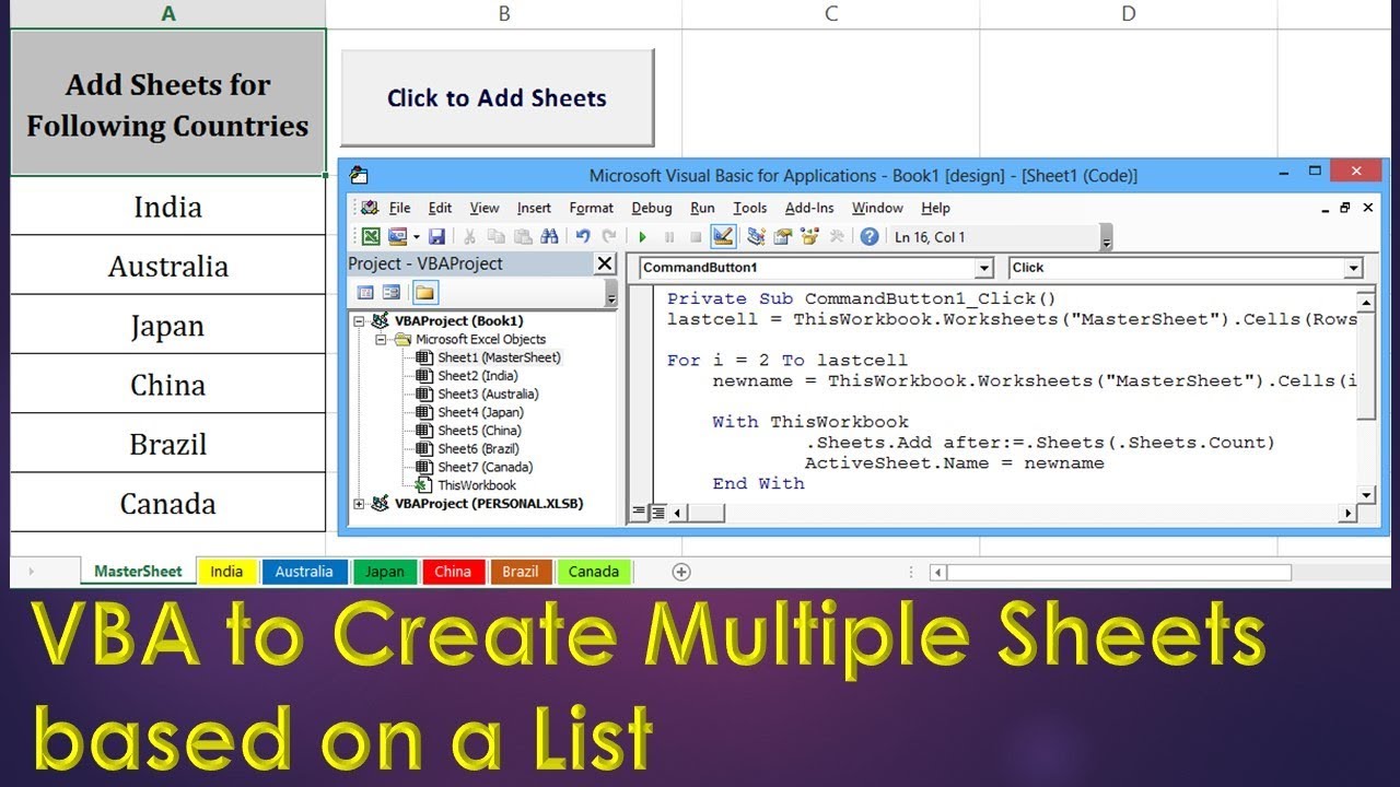 VBA To Create New Sheets Based On A List Excel VBA Example By