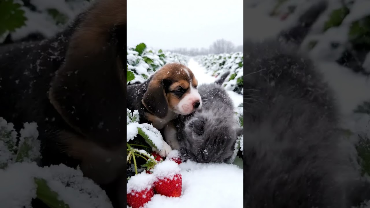 Heartwarming Snow Play with Puppies & Kittens