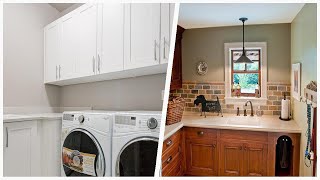 75 Travertine Floor Laundry Room With Gray Walls Design Ideas You'll Love 🌈