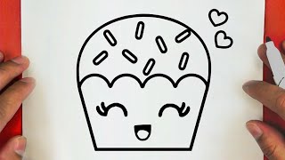 كيف ترسم كب كيك كيوت وسهل خطوة بخطوة / رسم سهل / تعليم الرسم للمبتدئين || Cute Cupcake Drawing