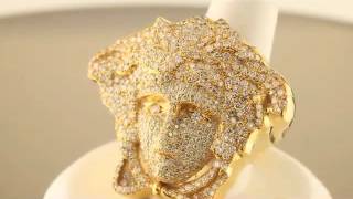 14K Yellow Solid Gold Mens Custom Diamond 'Medusa' Ring 4.65 Ctw Details