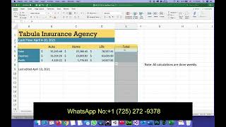 New Perspectives Excel 2019 | Module 1: SAM Project 1a Tabula Insurance Agency