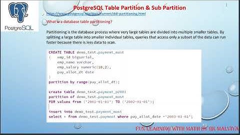 PostgreSQL Table Partition & Sub Partition | database table partition | Range List Hash partiti#VD41