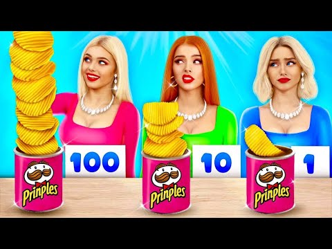 100 LAYERS FOOD CHALLENGE || 100+ Coats Big and Small Food by RATATA BOOM