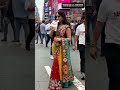Woman in Saree Eats Jhalmuri in Times Square | Stylish NYC Street Food Moment