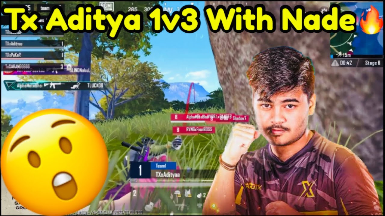 TX Aditya 1v3 With Nade🚀 | Sensai Shocked Aditya Gameplay | Aditya 1v3 😱 In Scrims | GodLike💛 |