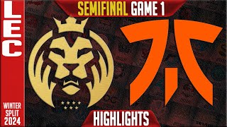 MDK vs FNC Highlights Game 1 | LEC Winter 2024 Playoffs Semifinal | MAD Lions KOI vs Fnatic G1